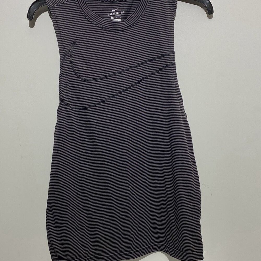 Nike Women's Black Dri-Fit Stripe Organic Cotton Blend Muscle Tank Top Sz Small